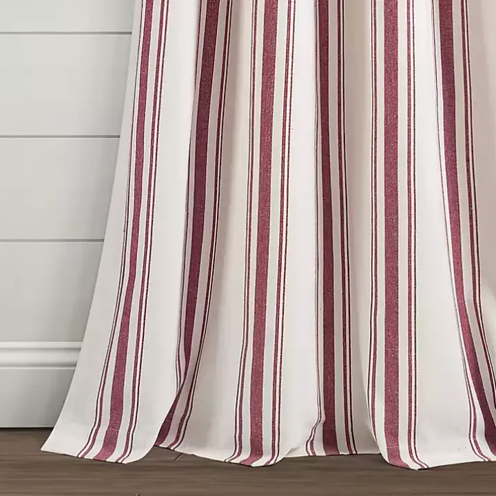 Red Stripe Farmhouse Curtain Panel Set, 95 in.