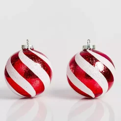 Red Swirl 6 in. Tree Ornament, Set of 2