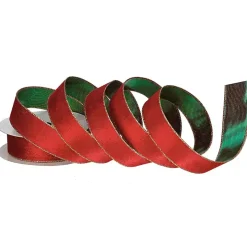 Red Velvet and Green Metallic Christmas Ribbon
