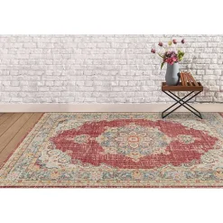 Red Vintage Medallion Area Rug, 7x10