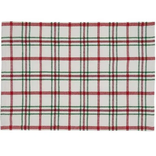 Red Wide Plaid Christmas Placemats, Set of 4