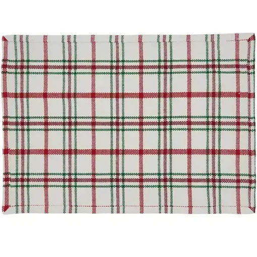Red Wide Plaid Christmas Placemats, Set of 4