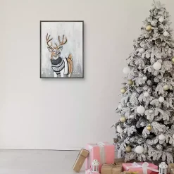 Reindeer in a Sweater Framed Canvas Art Print