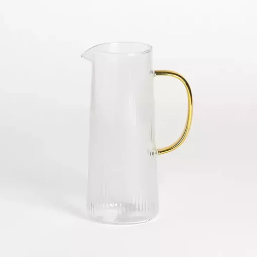 Ripple Gold Handle Glass Pitcher