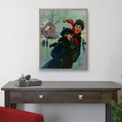 Rockwell Couple Ice Skating LED Canvas Art Print