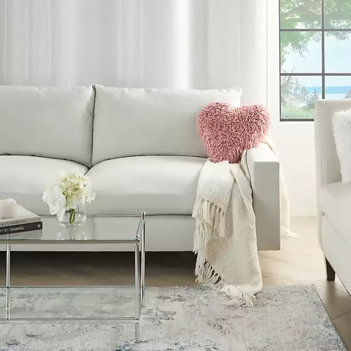 Rose Shaggy Heart Shaped Pillow