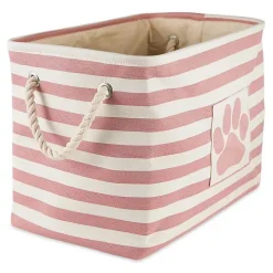 Rose Striped Paw Medium Rectangular Pet Bin