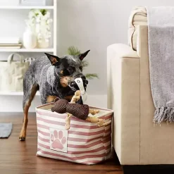 Rose Striped Paw Medium Rectangular Pet Bin