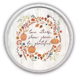 Round Be Grateful White Framed Wall Plaque