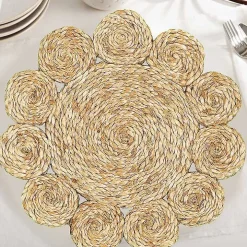 Round Braided Natural Jute Placemats, Set of 2