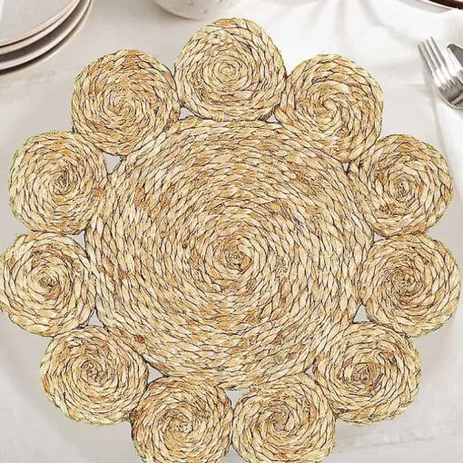 Round Braided Natural Jute Placemats, Set of 2