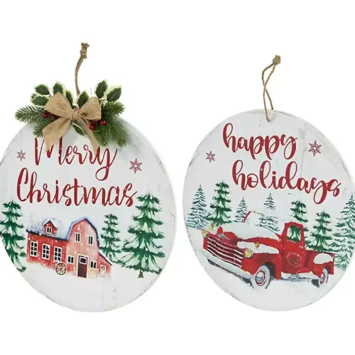 Round Christmas & Holidays Wall Plaques, Set of 2