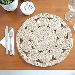 Round Decorative Braided Jute Placemats, Set of 2