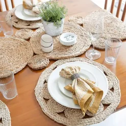 Round Decorative Braided Jute Placemats, Set of 2