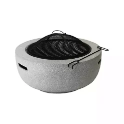 Round Fire Bowl and Spark Screen Set