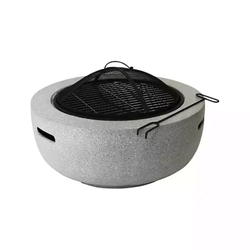 Round Fire Bowl and Spark Screen Set