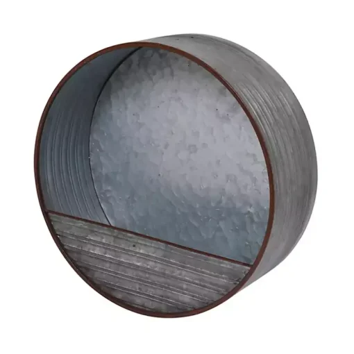 Round Galvanized Metal Hanging Planter