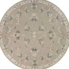 Round Gray Traditional Floral Area Rug, 4x4