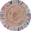 Round Multicolor Braided Jute Area Rug, 3x3