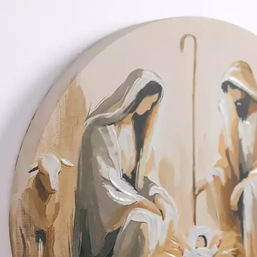 Round Nativity Scene Canvas Art Print
