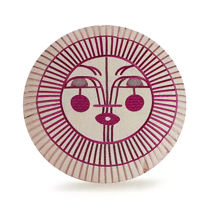 Round Pink Sunshine Face Pillow