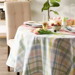 Round Sweet Spring Plaid Tablecloth, 70 in.