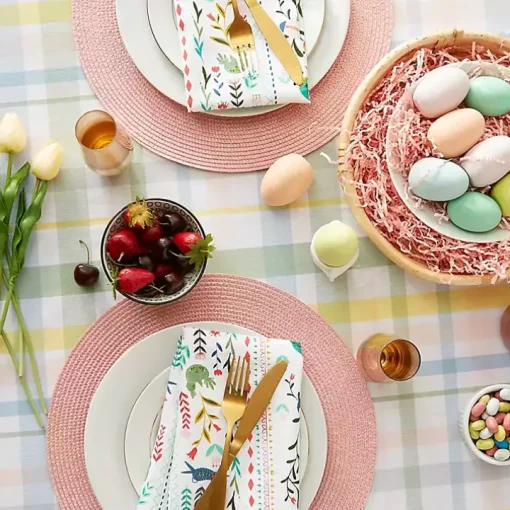 Round Sweet Spring Plaid Tablecloth, 70 in.
