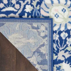 Royal Blue Floral Motif Area Rug, 5x7