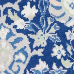 Royal Blue Floral Motif Area Rug, 5x7