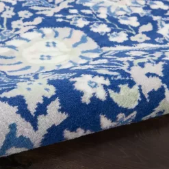 Royal Blue Floral Motif Area Rug, 5x7
