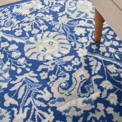 Royal Blue Floral Motif Area Rug, 5x7