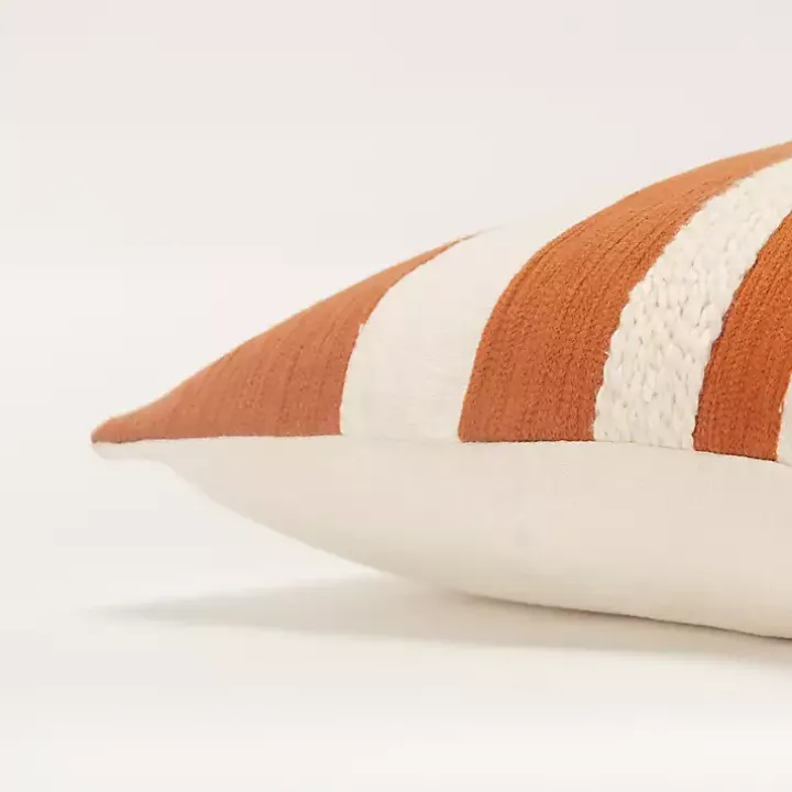 Rust and Ivory Ozzy Striped Pillow