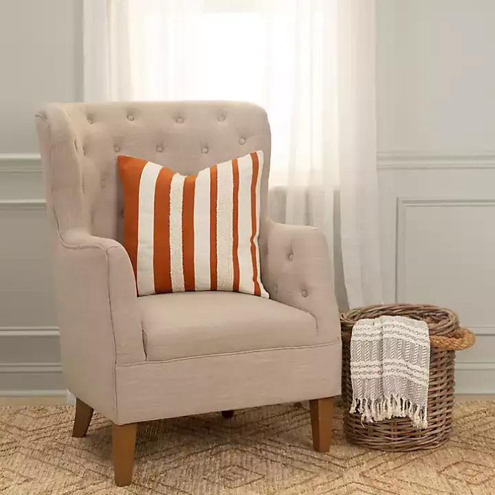 Rust and Ivory Ozzy Striped Pillow