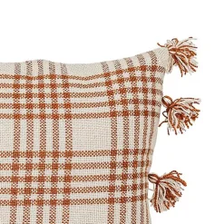 Rust Plaid Tassel Indoor/Outdoor Pillow