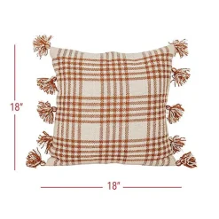Rust Plaid Tassel Indoor/Outdoor Pillow
