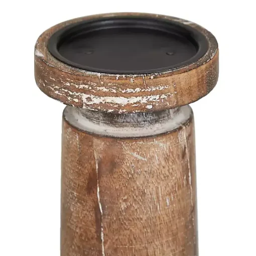 Rust Rustic Mango Wood 3-pc. Candle Holder Set