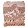Rust Slub Striped Tassel Throw