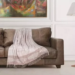 Rust Slub Striped Tassel Throw