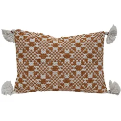 Rustic Cross Stitch Outdoor Lumbar Pillow