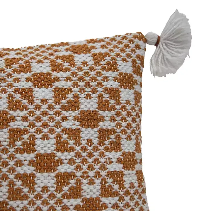 Rustic Cross Stitch Outdoor Lumbar Pillow