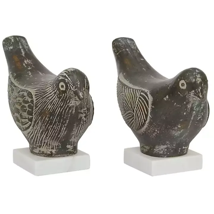 Rustic Etched Birds 2-pc. Figurine Set