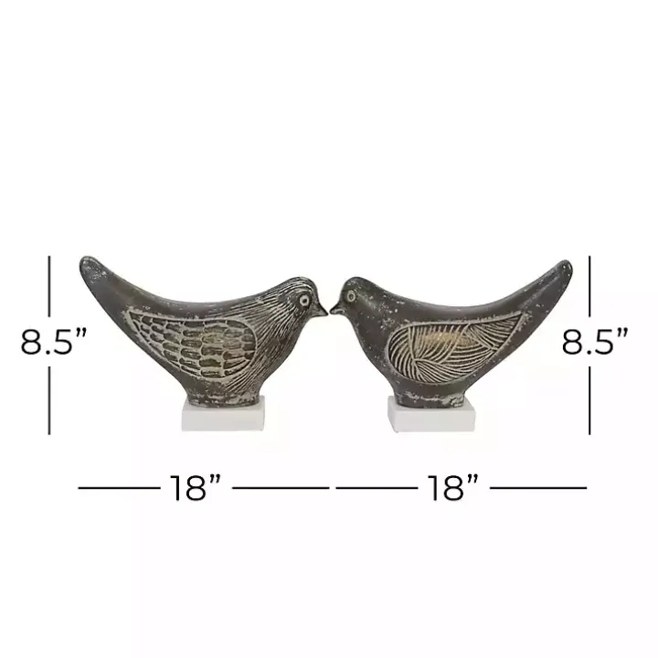 Rustic Etched Birds 2-pc. Figurine Set