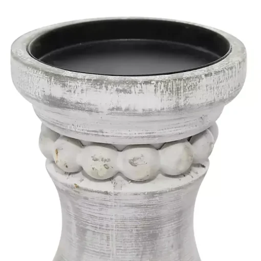 Rustic Gray Carved 3-pc. Candle Holder Set