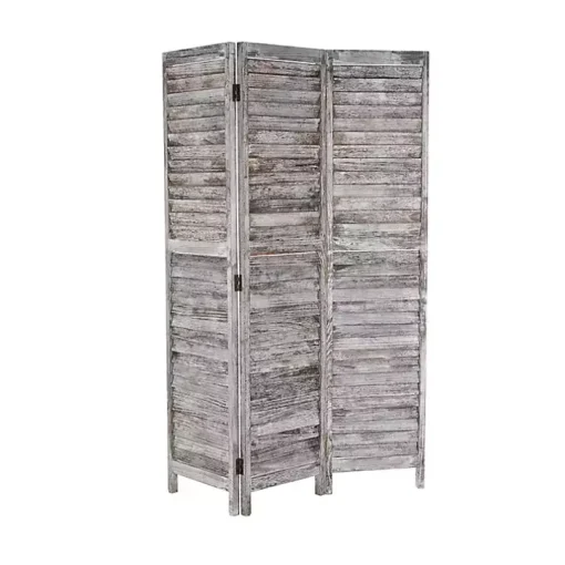Rustic Gray Shutter Trifold Room Divider
