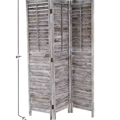 Rustic Gray Shutter Trifold Room Divider