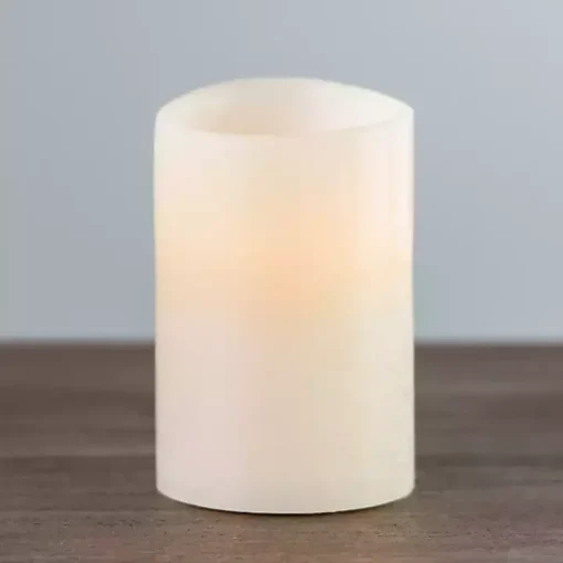 Rustic Ivory LED Pillar Candle, 4x6 in.