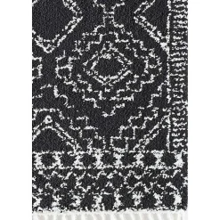 Sable Black and White Moon Accent Rug, 2x8