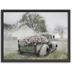 Sage Flower Truck Framed Canvas Print, 42x32 in.