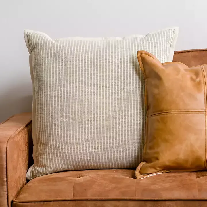 Sage Pinstripe Oversized Throw Pillow