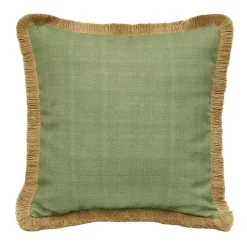 Sage Textured Jute Trim Outdoor Pillow